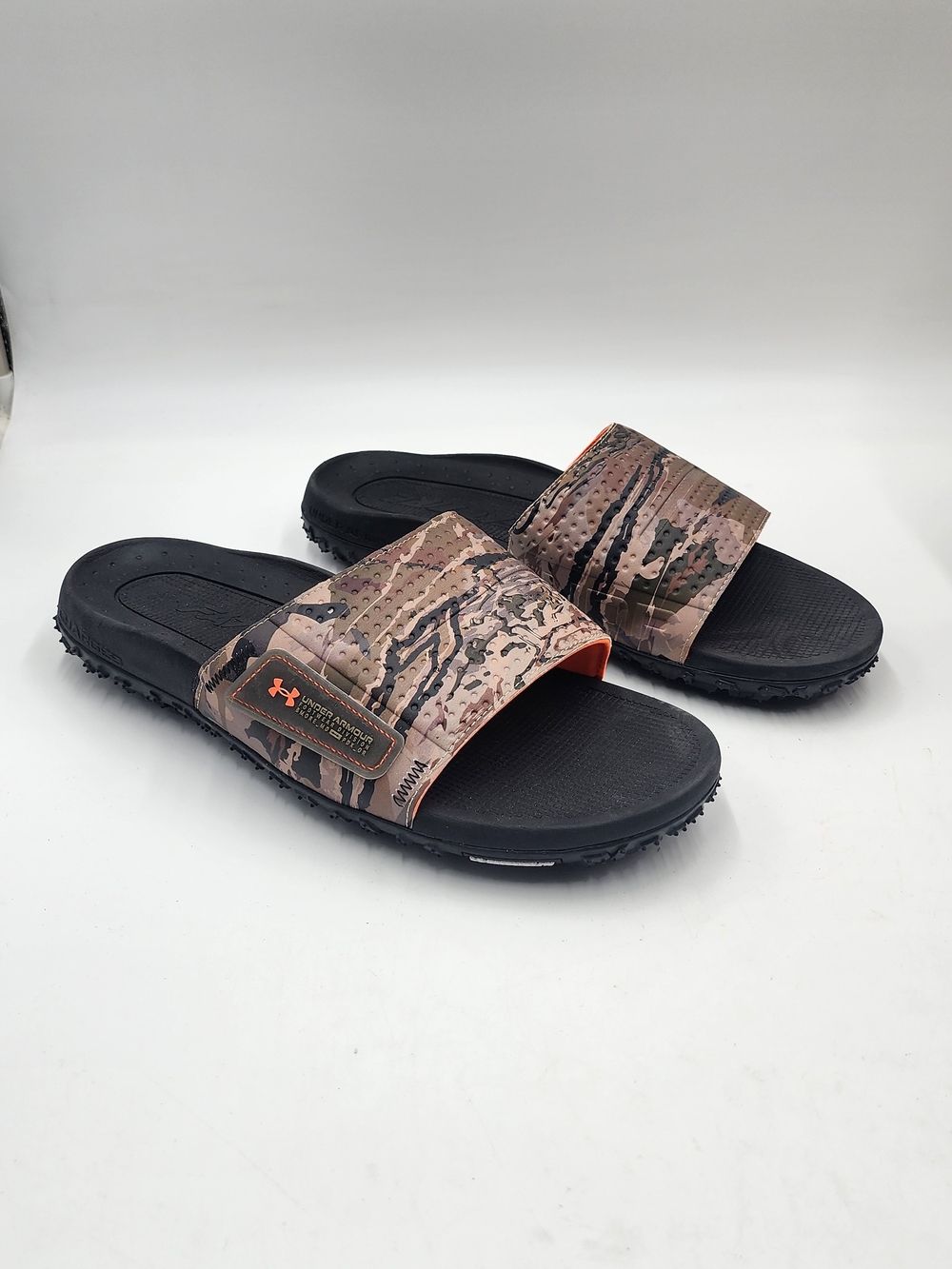 Under Armour Men’s Camo Slide Sandals in Brown/Black